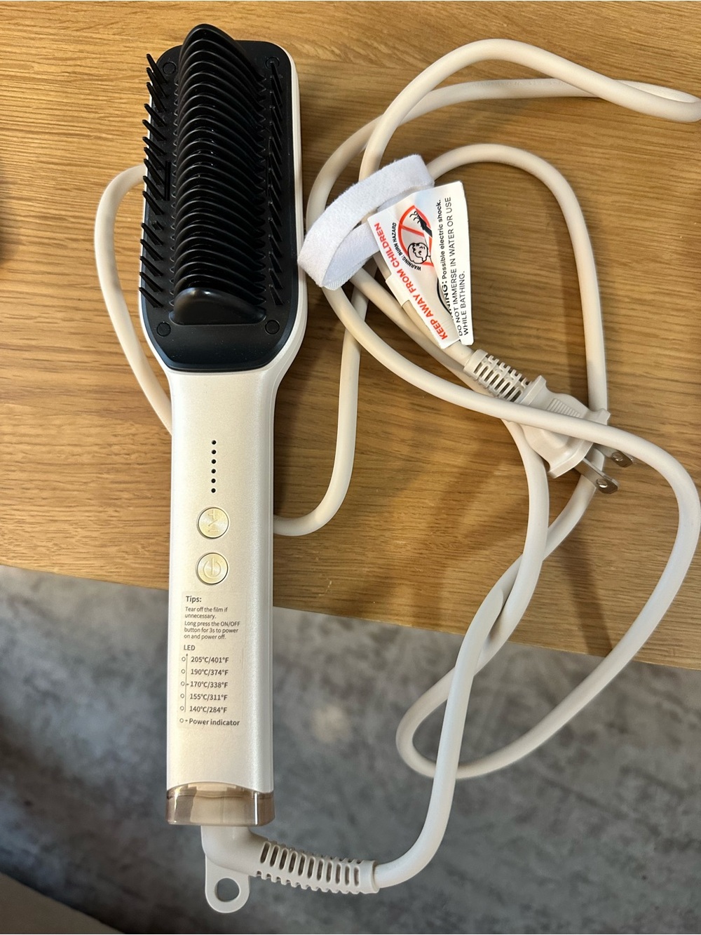 White Electric Heated Hair Straightening Brush